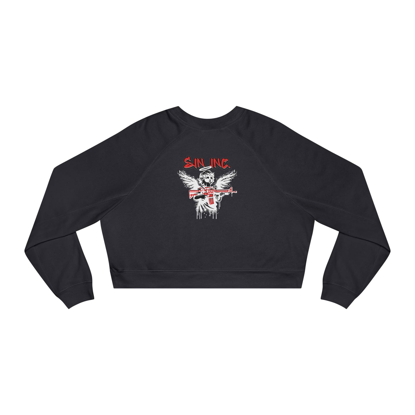 SIN INC.  Cropped Pullover — Women's Black Fleece Crop Sweatshirt