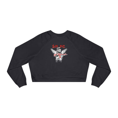 SIN INC.  Cropped Pullover — Women's Black Fleece Crop Sweatshirt