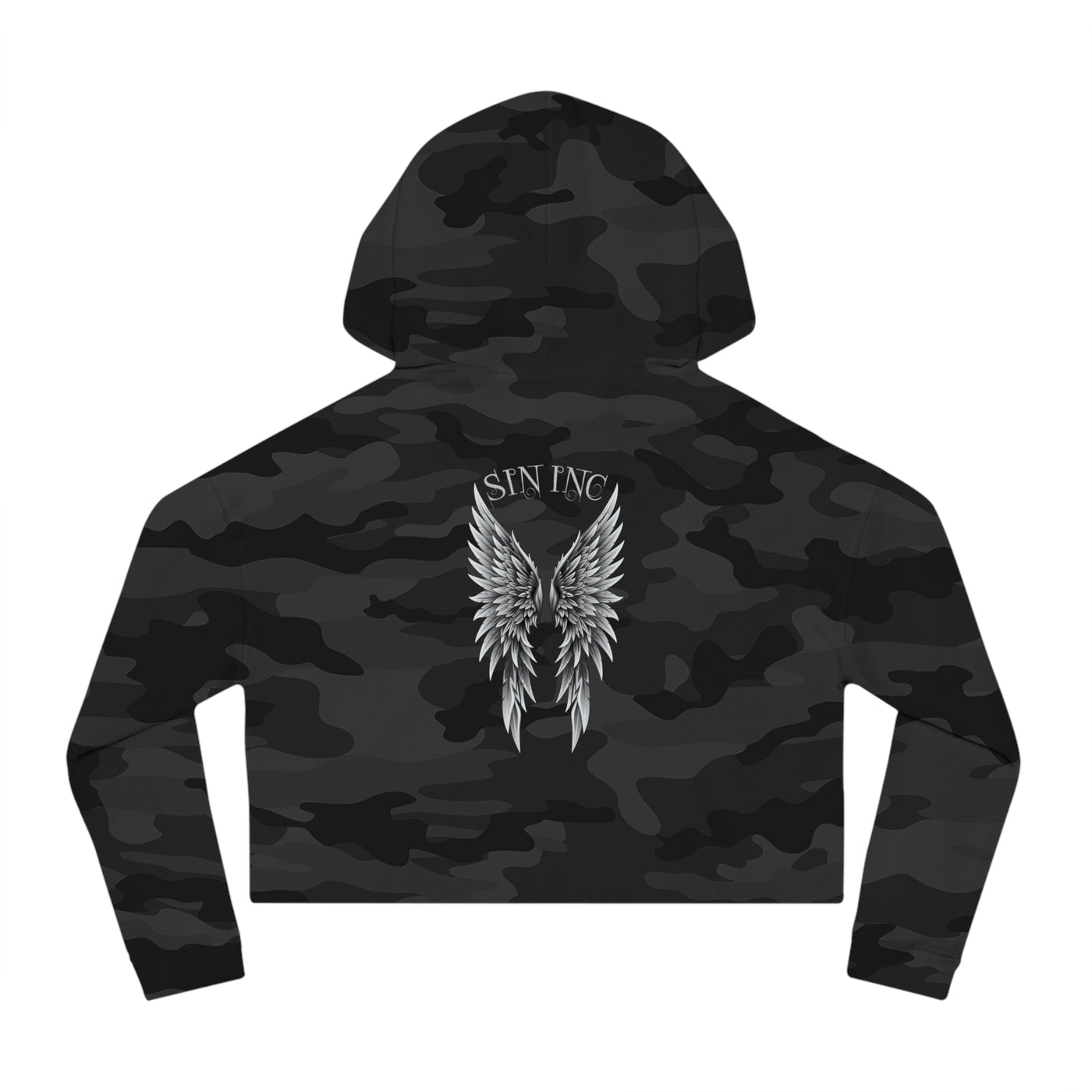 Cropped Hoodie – SIN INC. Dark Angel Wings Camouflage