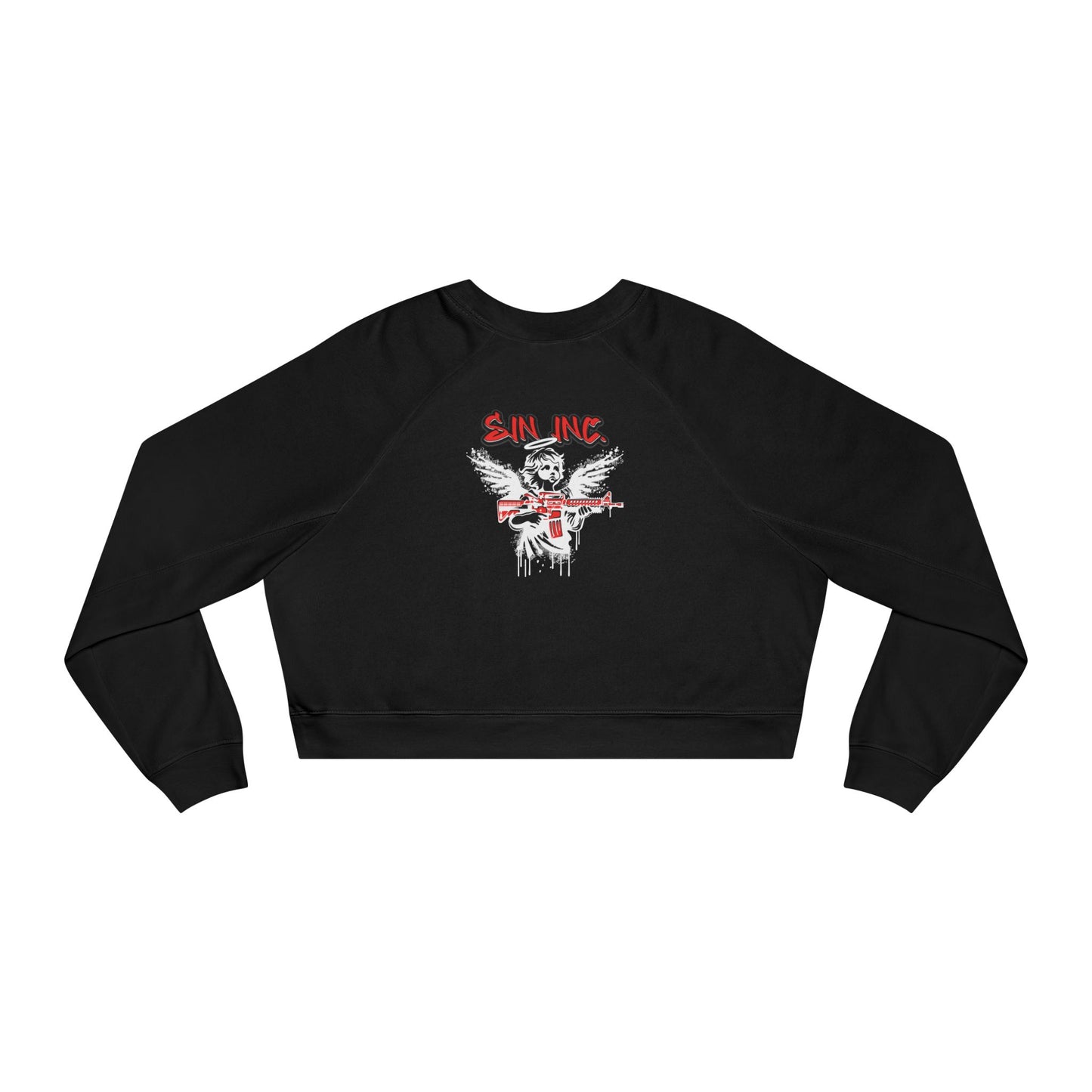 SIN INC.  Cropped Pullover — Women's Black Fleece Crop Sweatshirt