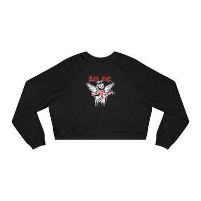 SIN INC.  Cropped Pullover — Women's Black Fleece Crop Sweatshirt