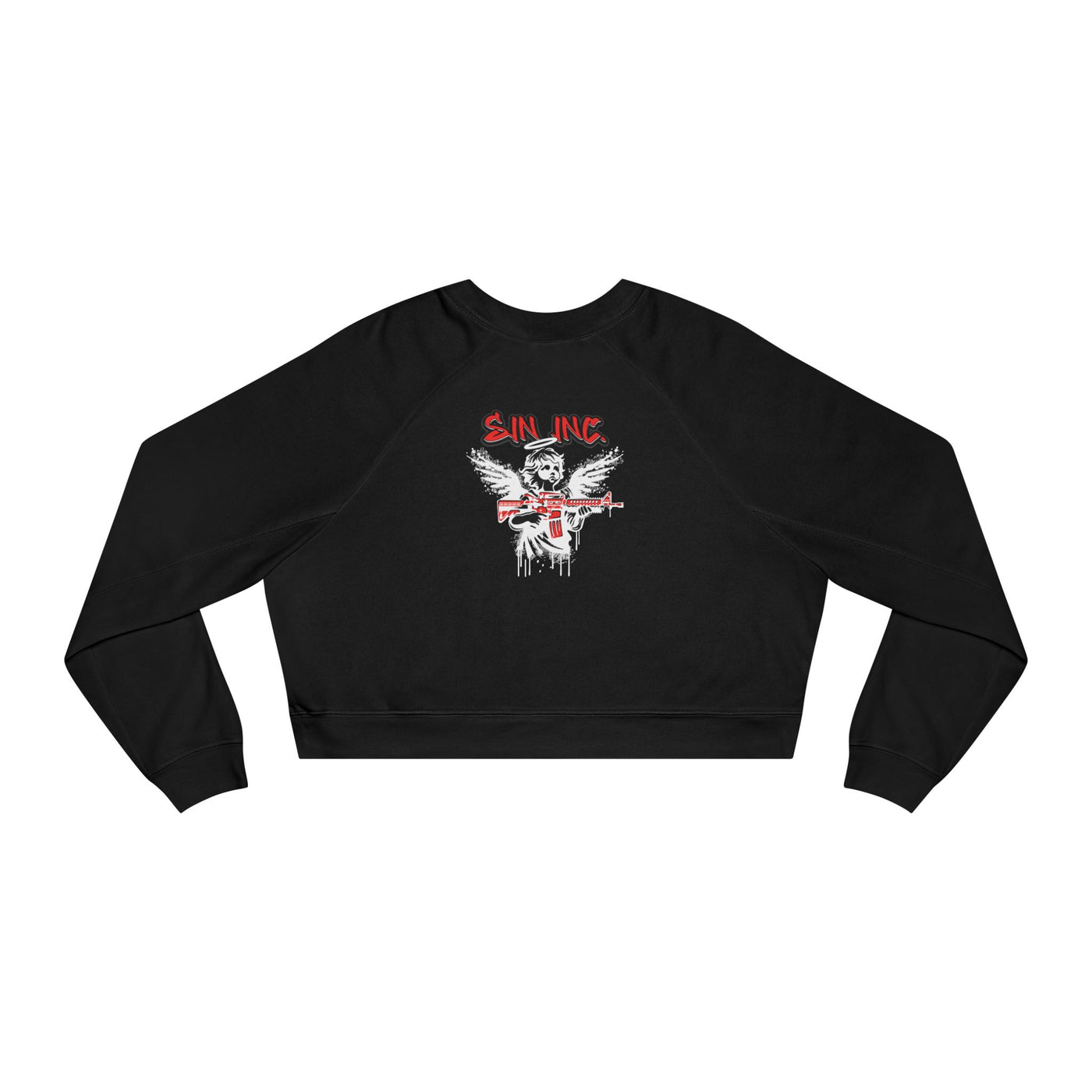 SIN INC.  Cropped Pullover — Women's Black Fleece Crop Sweatshirt