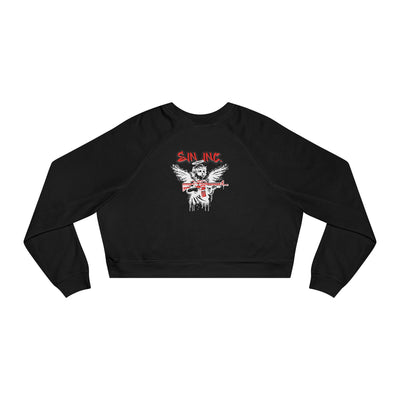 SIN INC.  Cropped Pullover — Women's Black Fleece Crop Sweatshirt