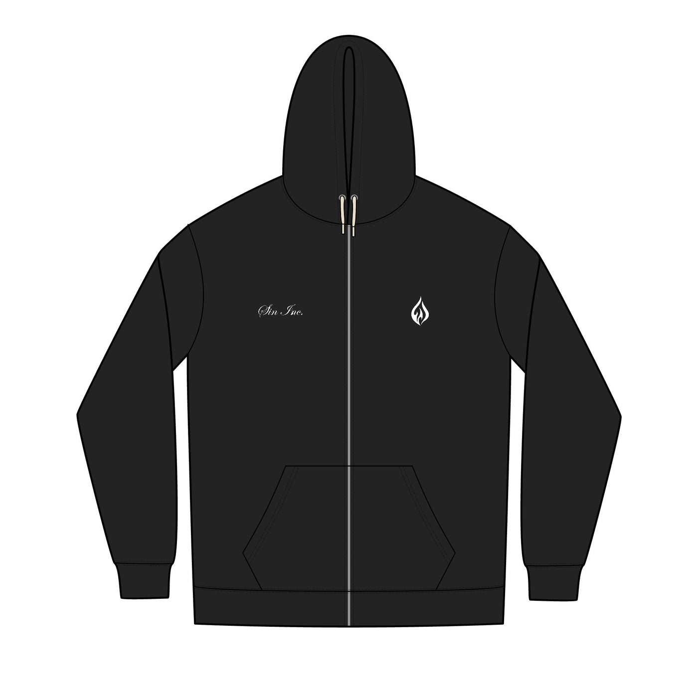 SIN INC. Embordered Full-Zip Essential Hoodie for Men