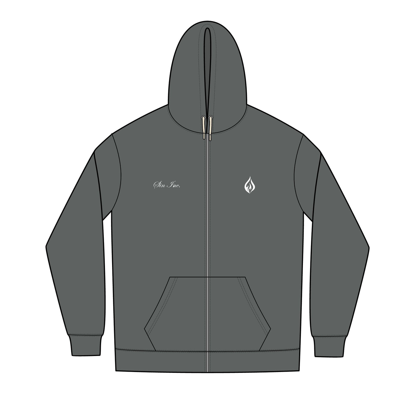 SIN INC. Embordered Full-Zip Essential Hoodie for Men