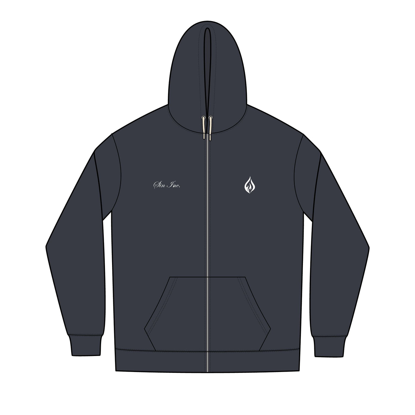 SIN INC. Embordered Full-Zip Essential Hoodie for Men