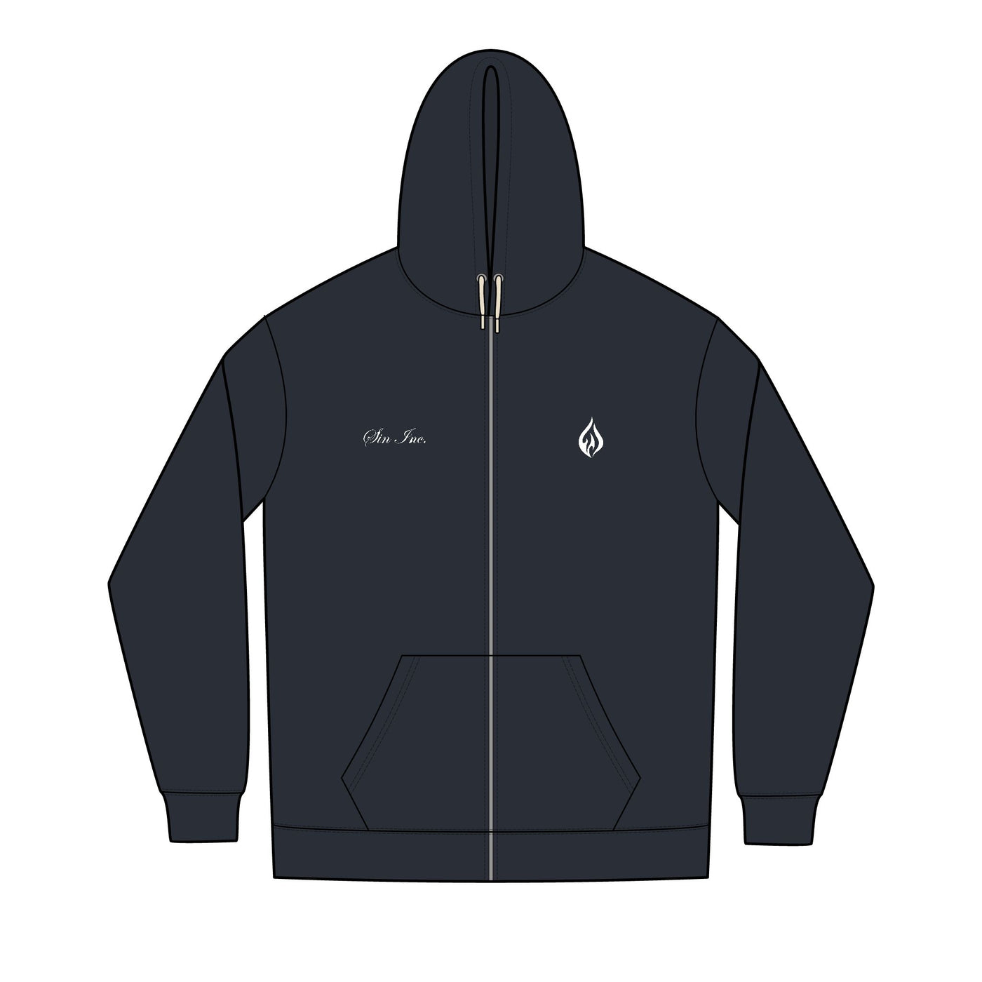 SIN INC. Embordered Full-Zip Essential Hoodie for Men