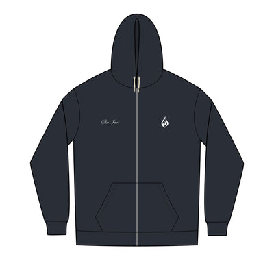 SIN INC. Embordered Full-Zip Essential Hoodie for Men
