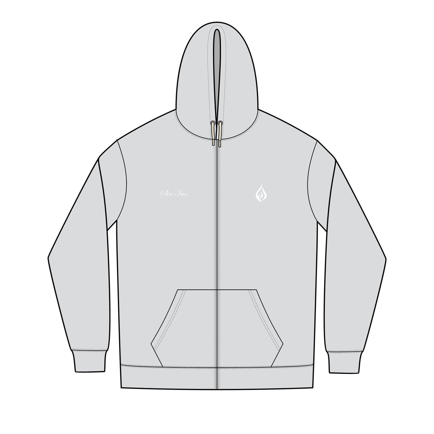 SIN INC. Embordered Full-Zip Essential Hoodie for Men