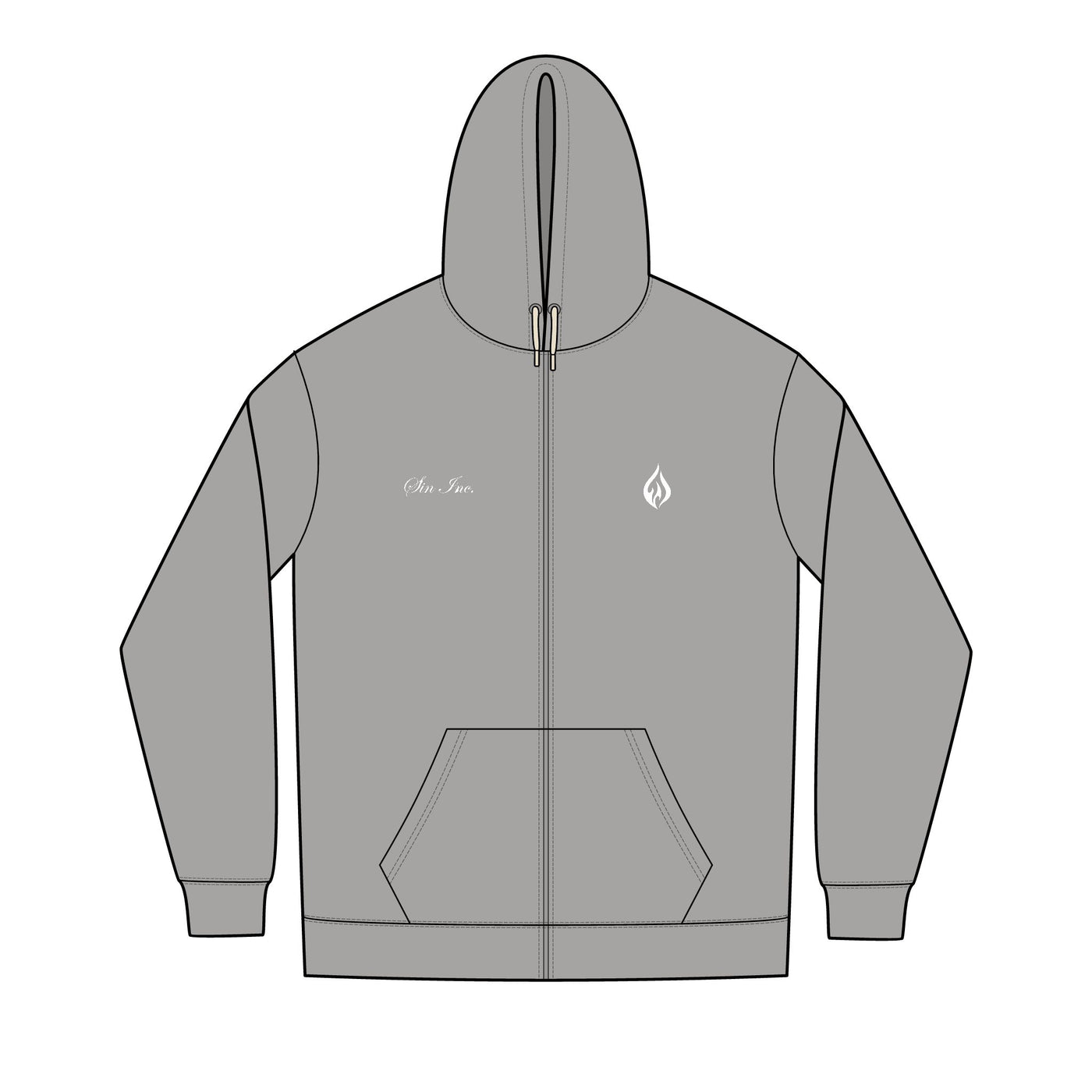 SIN INC. Embordered Full-Zip Essential Hoodie for Men