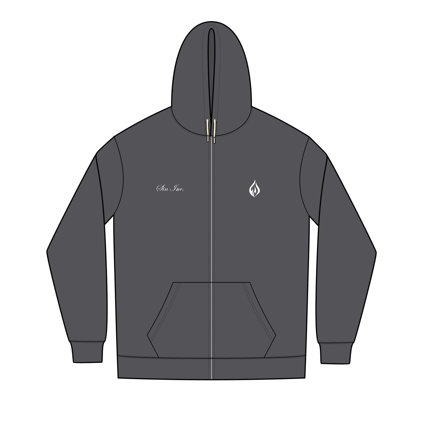 SIN INC. Embordered Full-Zip Essential Hoodie for Men